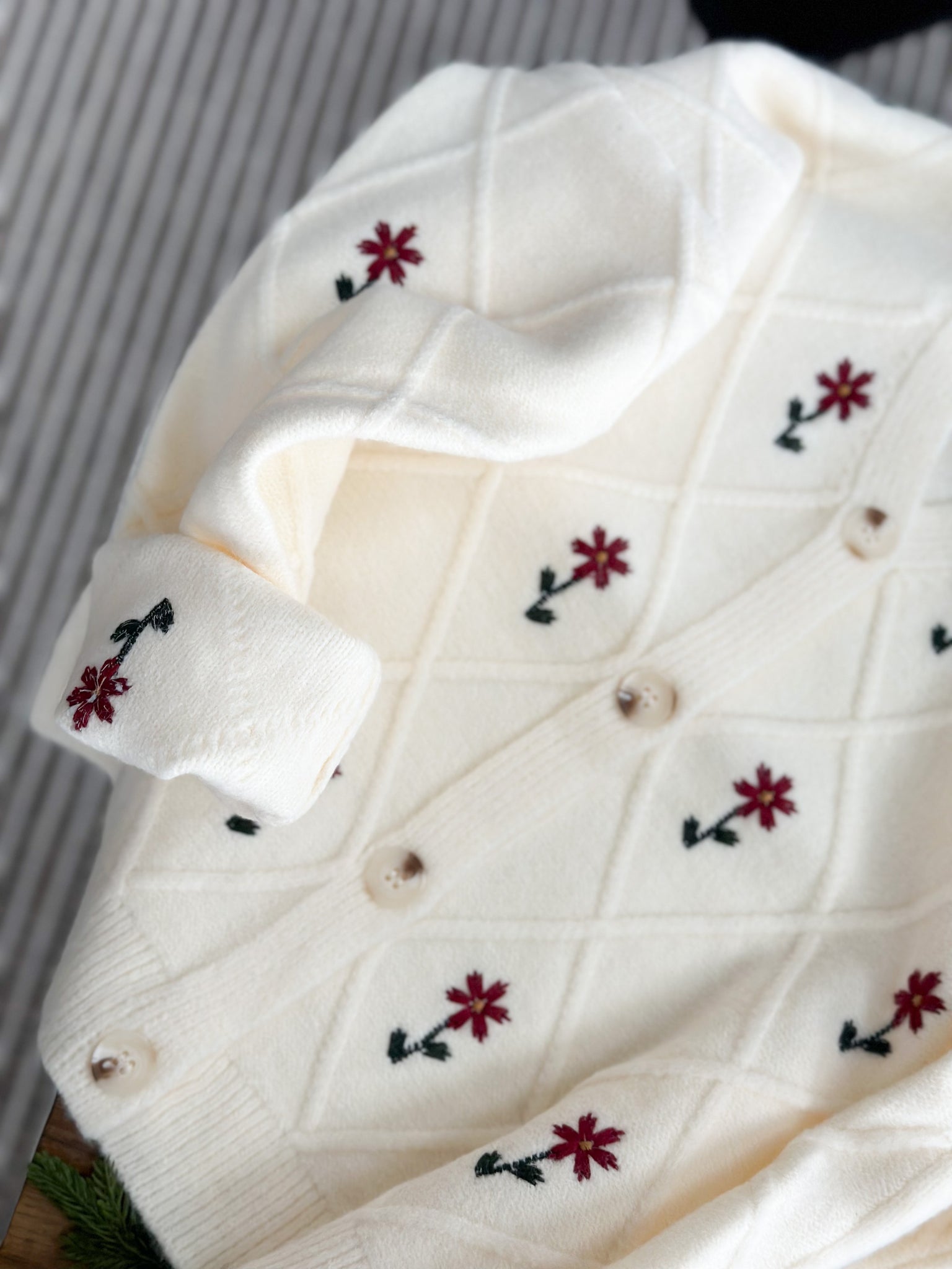 Dainty Floral Button Down Knit