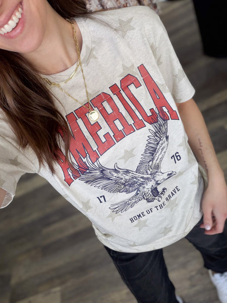 America- Home of the Brave [stars tee] -ready in 2-3 weeks!