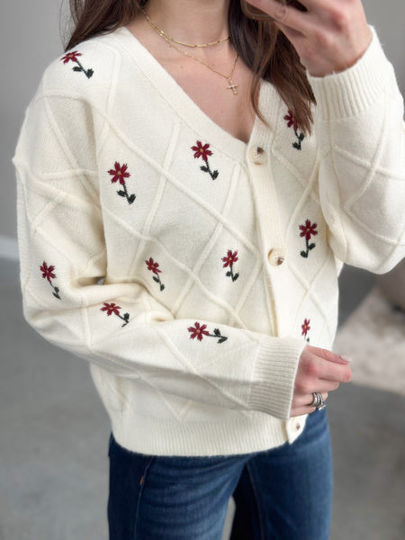 Dainty Floral Button Down Knit