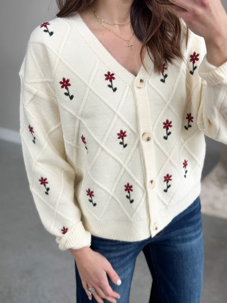 Dainty Floral Button Down Knit