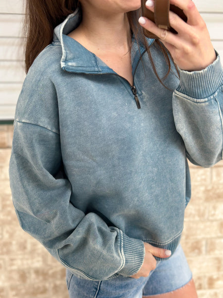 Favorite Acid Wash 1/4 Zip [shorts friendly!]