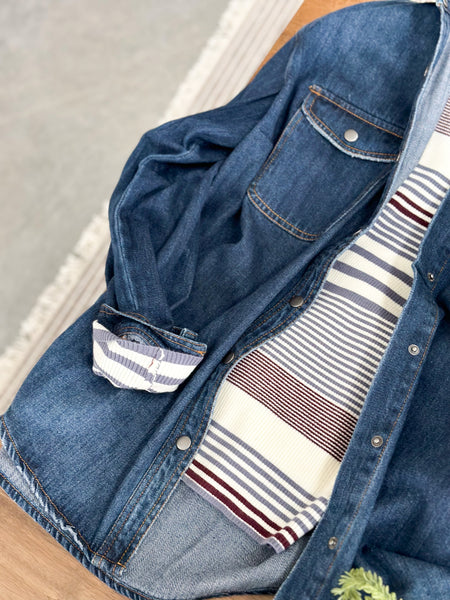 Hazey Stripe Mock Neck Knit