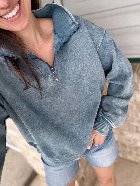 Favorite Acid Wash 1/4 Zip [shorts friendly!]