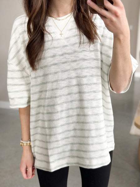 Sage Stripe Legging Tee