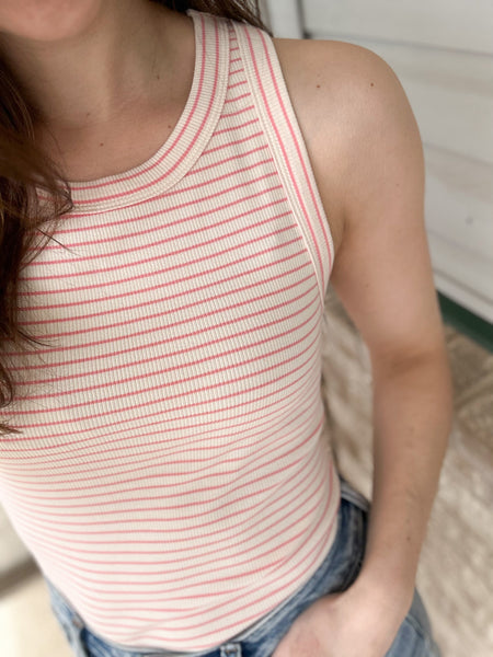 Breya Ribbed Tanks [ivory/mauve & taupe/ivory]