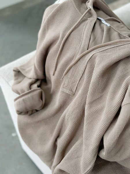 Ava Ribbed Hoodie Pullover