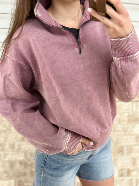 Favorite Acid Wash 1/4 Zip [shorts friendly!]