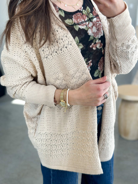Dollie Crochet Cardigan [rose taupe & natural]