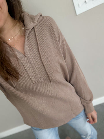 Ava Ribbed Hoodie Pullover