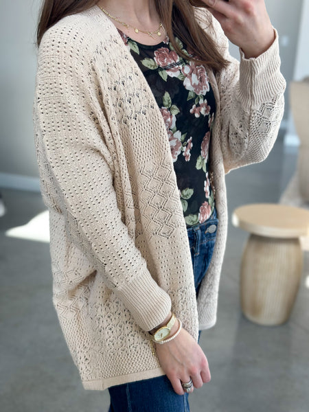 Dollie Crochet Cardigan [rose taupe & natural]