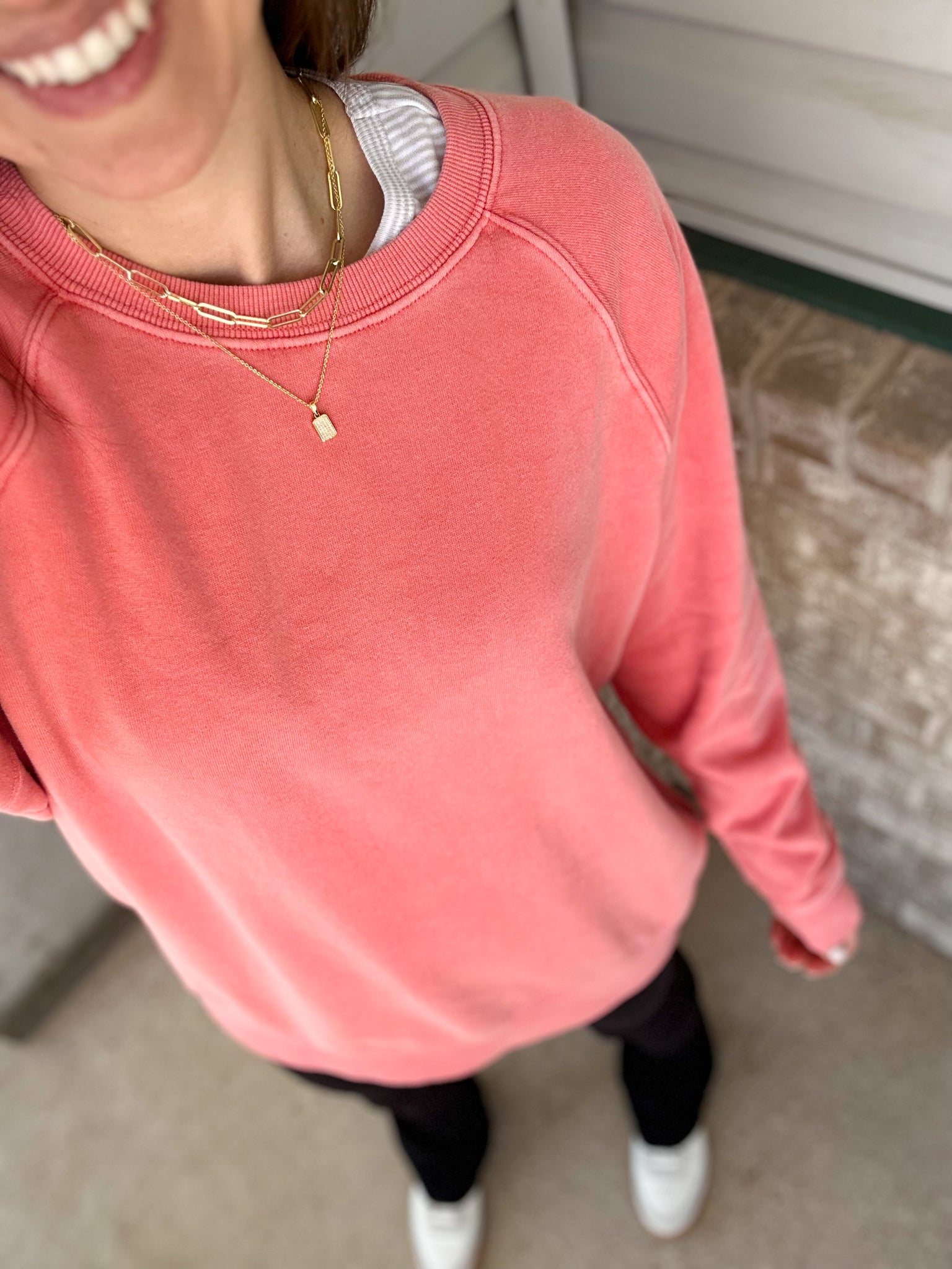 Pink Coral Vintage Wash Crew