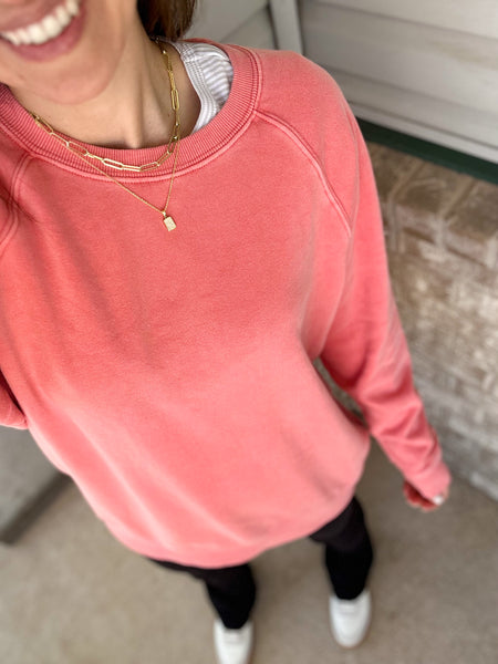 Pink Coral Vintage Wash Crew