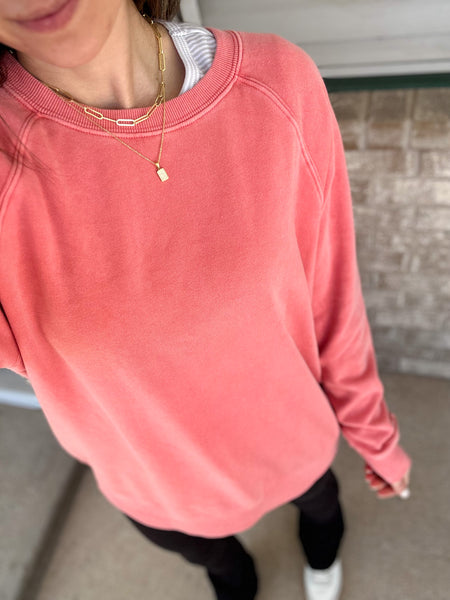 Pink Coral Vintage Wash Crew