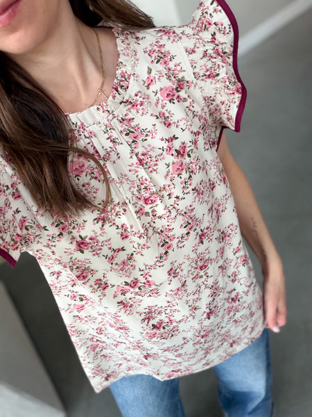 Anne Floral Ruffle Top