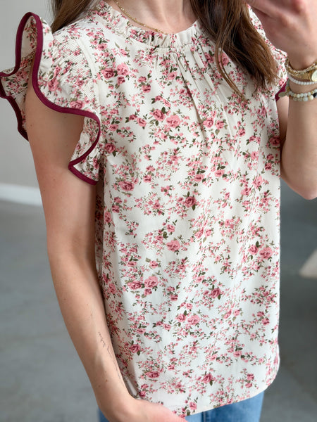 Anne Floral Ruffle Top
