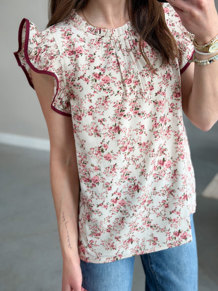 Anne Floral Ruffle Top