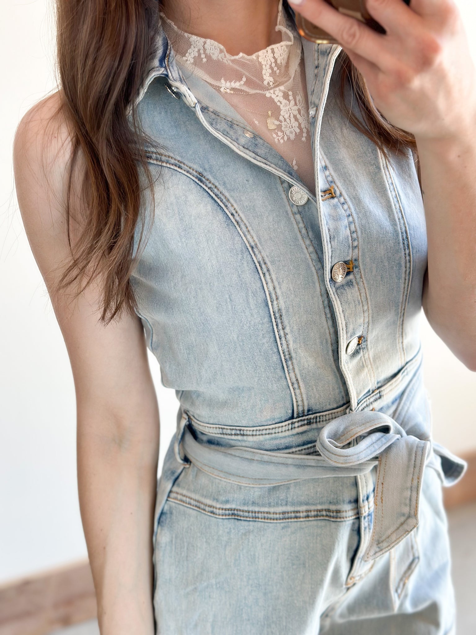 Pioneer STRETCHY Denim Romper [comes with lace accent tank]