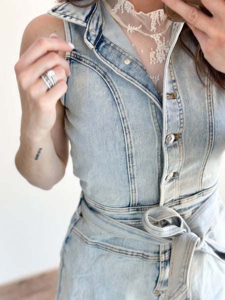 Pioneer STRETCHY Denim Romper [comes with lace accent tank]