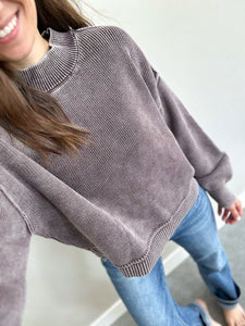 Kolbs Eggplant Acid Wash Knit