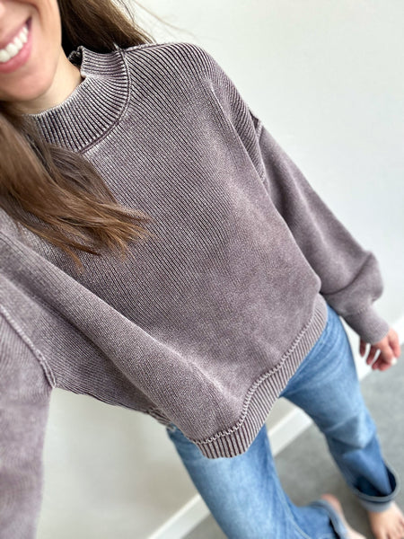 Kolbs Eggplant Acid Wash Knit