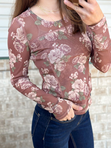 Rosi Mauve Mesh Top