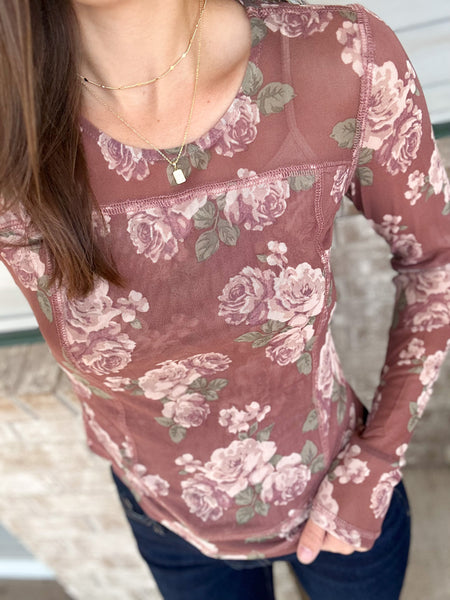 Rosi Mauve Mesh Top