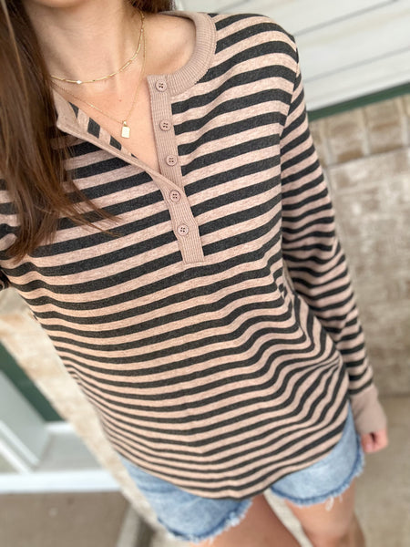 Em Stripe Knit Henley