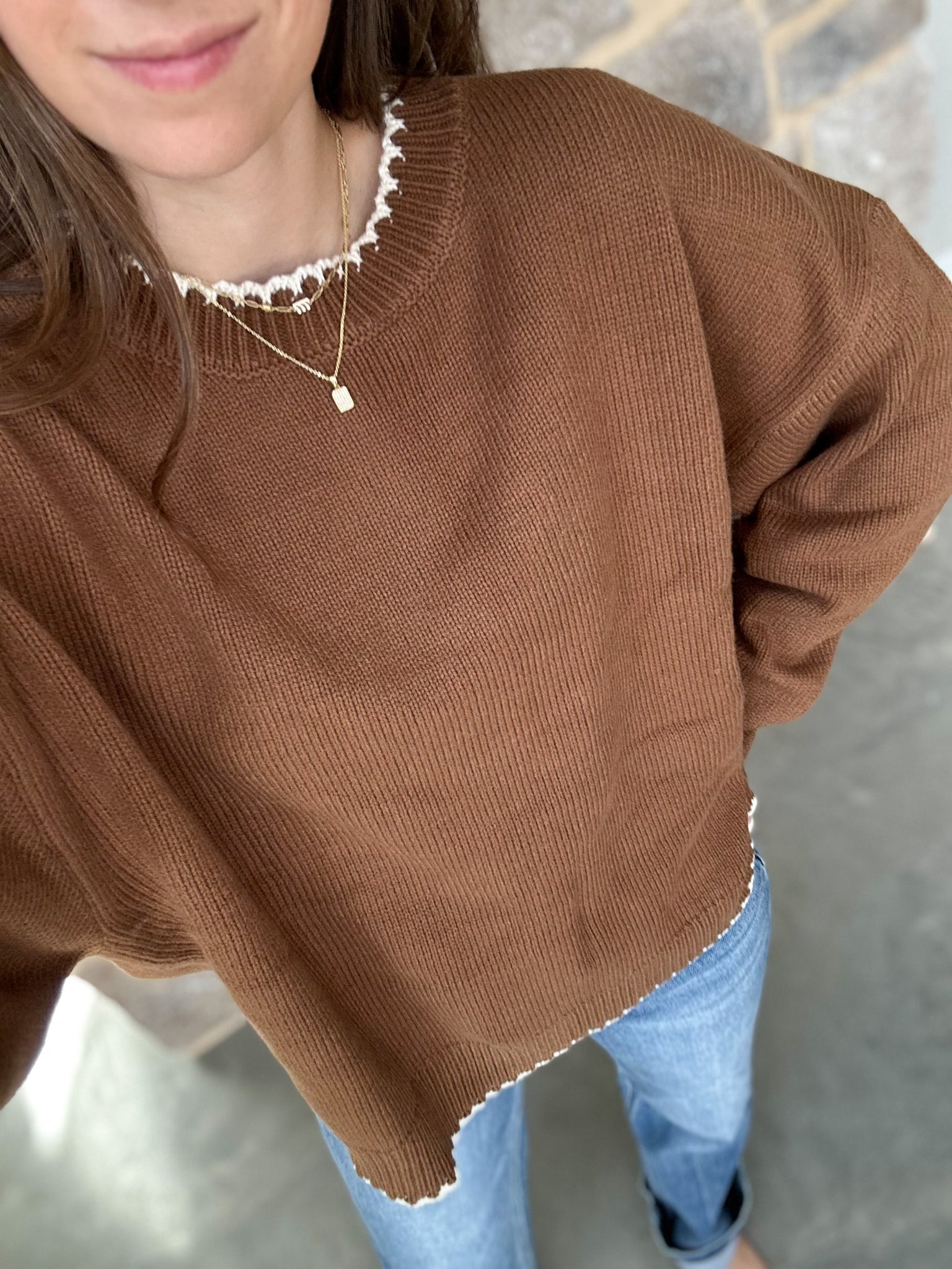 Trim Crochet Sweater