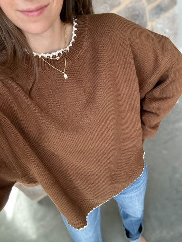 Trim Crochet Sweater