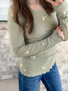 Gemi Floral Ribbed Long Sleeve [sage]