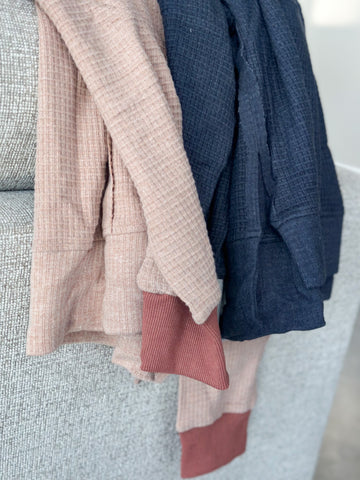 Maple Delight Waffle Crew [navy & mauve]