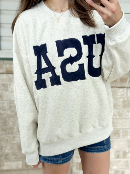 USA [navy velvet letters]