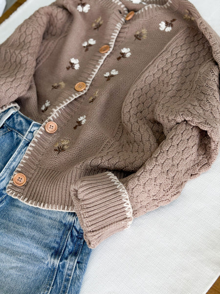 Mocha Floral Cardigan
