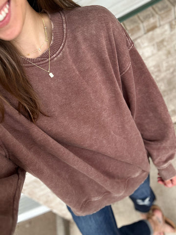 Rocky Road Fleece Acid Wash Crew
