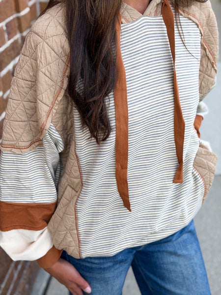 Here Comes Fall Quilted Hoodie