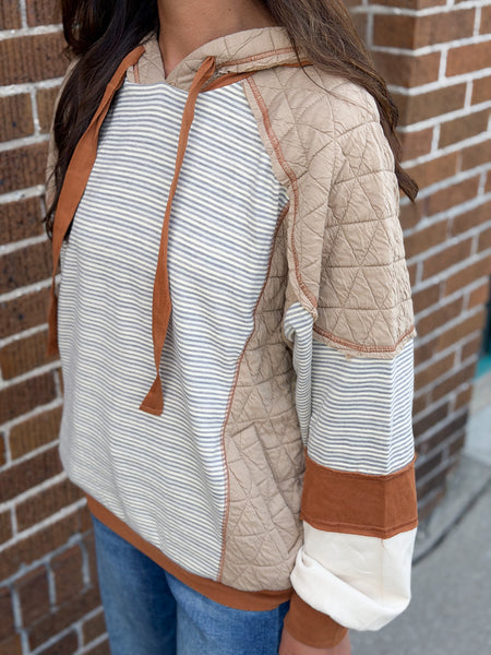 Here Comes Fall Quilted Hoodie