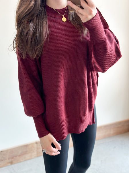 All Day Sweater [Latte, Burgundy, Evergreen]