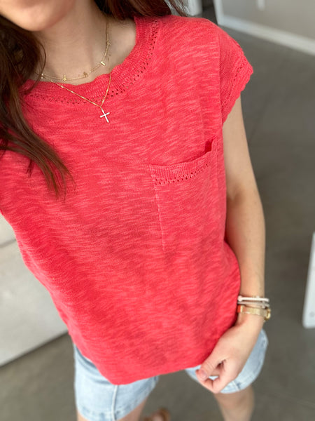 Cape Knit Crochet Detail Top