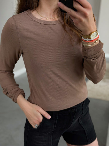 Breya Ribbed Long Sleeves [coffee + latte]