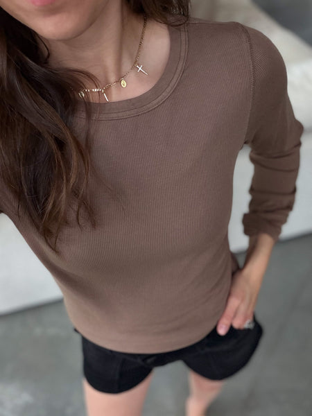 Breya Ribbed Long Sleeves [coffee + latte]