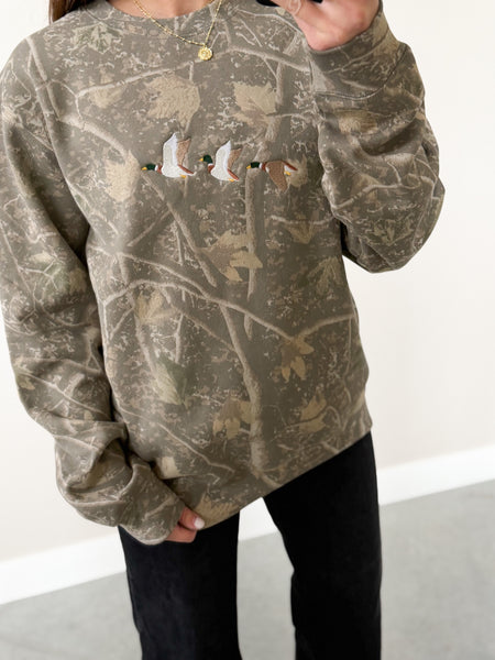 Embroidered Mallard Camo Crew