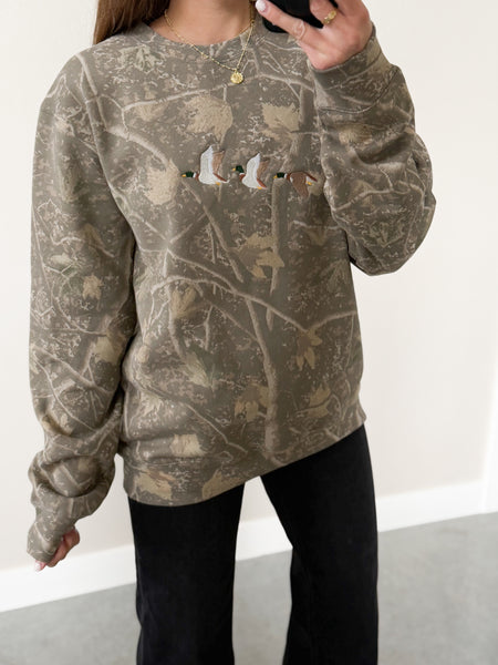 Embroidered Mallard Camo Crew