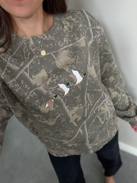 Embroidered Mallard Camo Crew