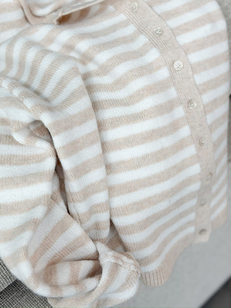 Polished Stripes Button Sweater [oatmeal + oatmeal stripe]