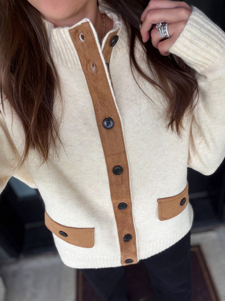 Beni Suede Trim Cardigan