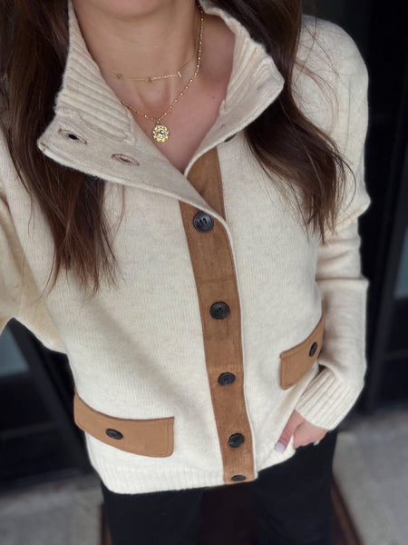 Beni Suede Trim Cardigan