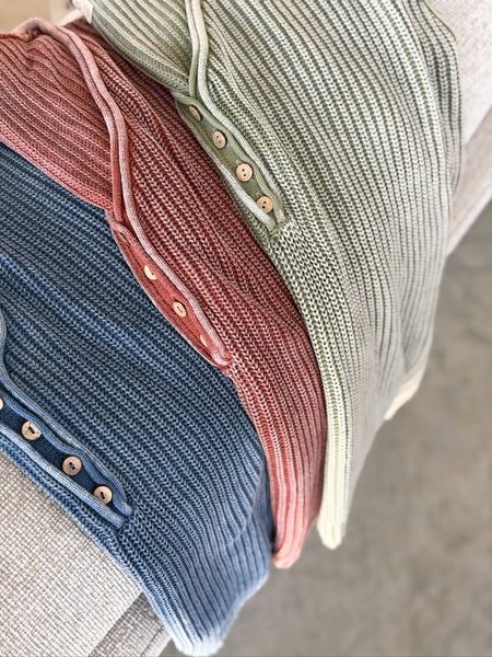 Kim Knit Button Tees [navy, olive, burgundy]