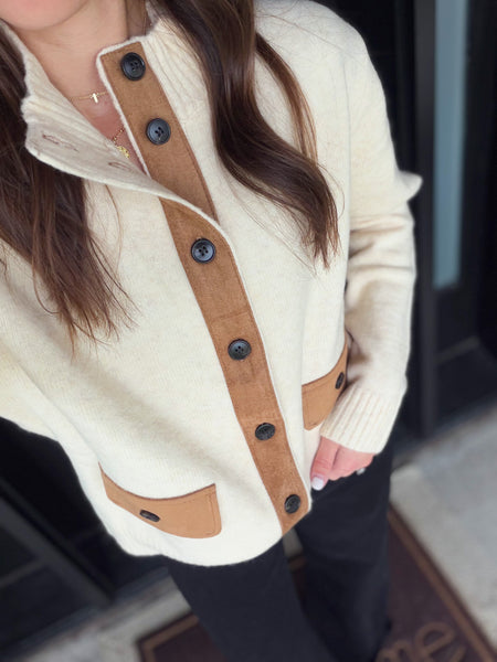 Beni Suede Trim Cardigan