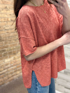 The Knit Escape Tee [coral & natural]
