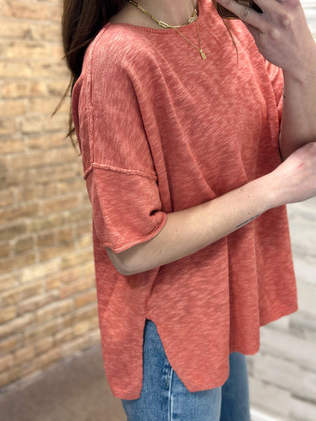 The Knit Escape Tee [coral & natural]
